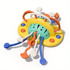 Baby Sensory Montessori Toy For 6-12-18 Months, Silicone Table Pull String Teething Toy