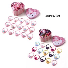 40Pcs/Set Cute Flowers Bows Baby Elastic Hair Bands Cartoon Girls Hair Ties Kids Hair Accessories