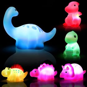 6 Pcs/Pack Dinosaur Bath Toys Light-UpFloating Bath Toys Set For Baby Toddlers Kids; Birthday Easter Christmas Shower Pool Bath Toys; Boys Girls