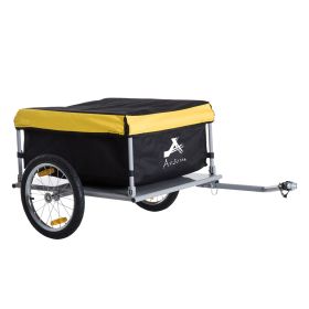 Aosom Bicycle Cargo Trailer, Yellow, Two-Wheel Bike Luggage Wagon with Removable Cover