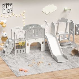 Toddler Slide, Kids Slide for Toddlers Age 1-4, 11in 1 Baby Slide Outdoor Indoor Playground with Basketball Hoop and Extra long aisle, Strong swi