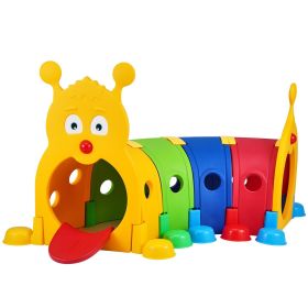 VEVOR Caterpillar Tunnel for Kids, Outdoor Indoor Climb and Crawl Through, Play Equipment for Toddler,Boys,Girls,Baby 3-6, 4 Sections, for Daycar