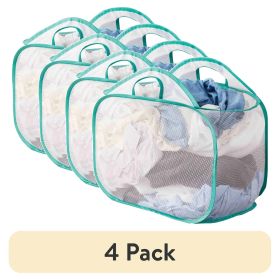 (4 pack) White Mesh Pop-up Laundry Basket, 21" x 13" x 15.5"