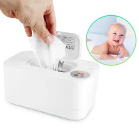 Baby Wipe Warmer With 3 Temperature Settings Type-C Powered Baby Wet Wipes Dispenser With Night Light Large Capacity Diaper Wipe Warmer For Baby (Color: White)