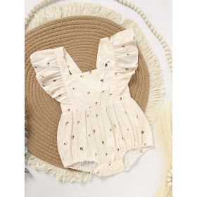 Baby Girl Honeybee Bubble Romper - 1st Bee Day Romper, Infant Bee Birthday Outfit, Cute Bee Romper For Baby (Option: Apricot-0to3 Months)