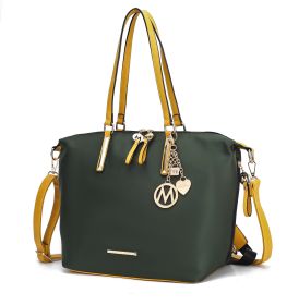 MKF Collection Layla Women's Tote Bag Convertible In Backpack By Mia K (Color: Olive Mustard, Material: Vegan Leather)